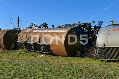 Tanks that Slipped Off the Rails Stock Photos