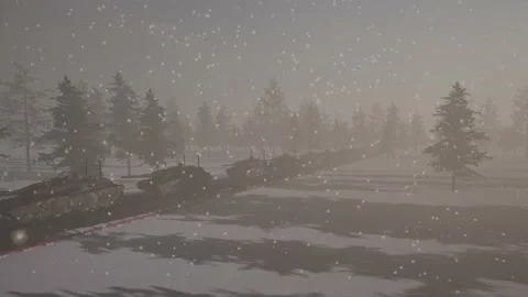 Tanks on train during snow storm Video stock 170905408