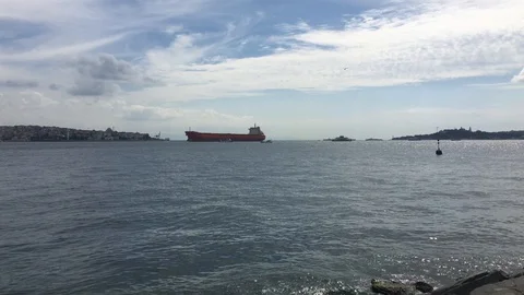 Tankship in bosphorus Stock Footage 115901912