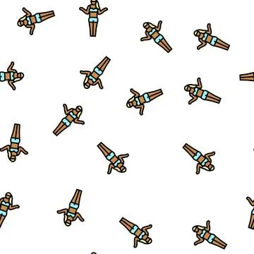 Tanned woman vector seamless pattern Stock Illustration