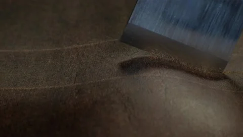 Tanner cuts leather close up. Stock Footage 149285312