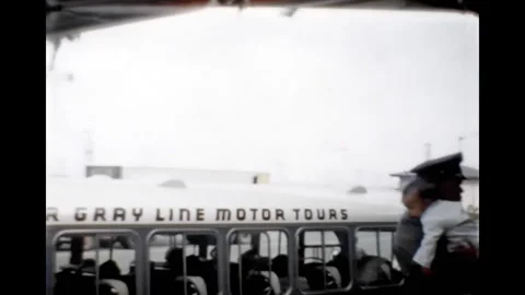 Tanner Grey Line Tours bus Los Angeles 1957 Stock Footage 147443696