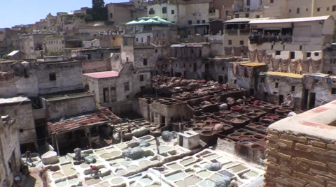 Tanneries of Fes Morocco Stock Footage 36605232