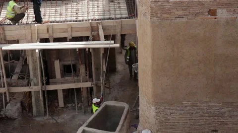 Tanneries under construction - October 1st, 2015 Fez, Morocco Stock Footage 55860669