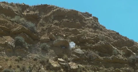 Tannerite Exploding the side of a Cliff 스톡 동영상 76377285
