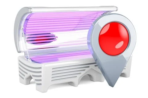 Tanning Bed with map pointer, 3D rendering 스톡 일러스트