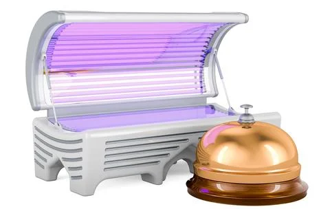Tanning Bed with reception bell, 3D rendering Stock Illustration