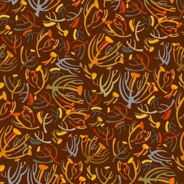 Tansy twigs pattern. Brown dark autumn background. Stock Illustration