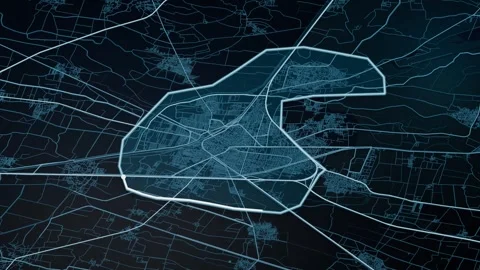Tanta Egypt Glowing Digital Map Animation 4K Stock Footage 340054772