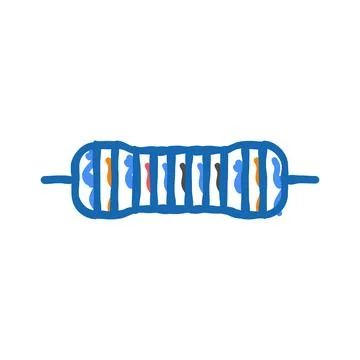 Tantalum capacitor electronic component icon doodle illustration Stock Illustration