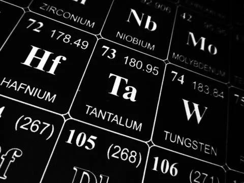 Tantalum on the periodic table of the elements Stock Photos