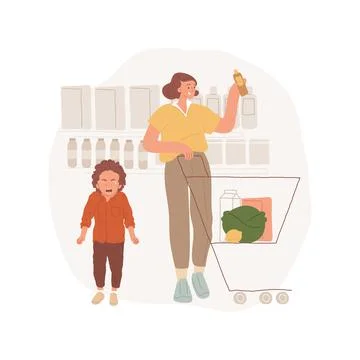 Tantrum at a store isolated cartoon vector illustration. Ilustración de archivo