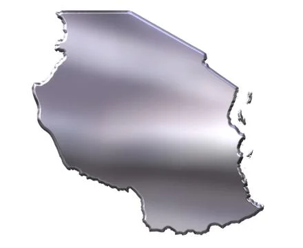 Tanzania 3D Silver Map Stock Illustration