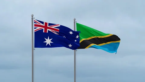 Tanzania and Australia flags Video stock 252130132