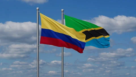 Tanzania and Colombia two flags Stock Footage 280302859