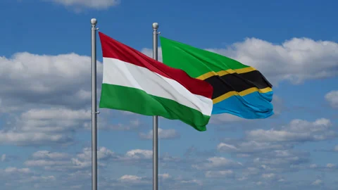 Tanzania and Hungary two flags Stock Footage 281643726