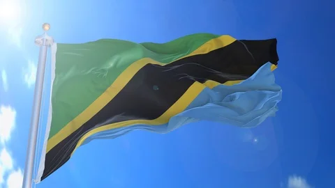 Tanzania animated flag pack in 3D and isolated background Stock Footage 119930775