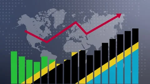 Tanzania bar chart graph with ups and downs, increasing values, concept of .. Vidéo 281074643