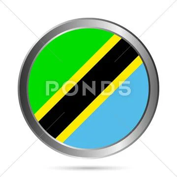 Tanzania flag button. Stock Illustration