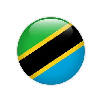 Tanzania flag on button Stock Illustration