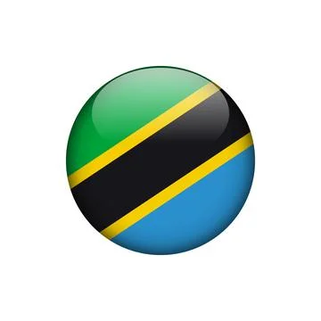 Tanzania Flag Circle Button Vector Template Stock Illustration