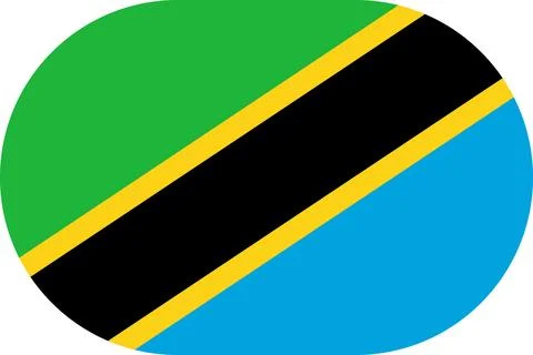 Tanzania flag in flat oval design Illustrazione stock