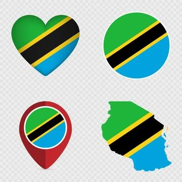 Tanzania Flag Icons Pack. Vector illustration. Stock Illustration