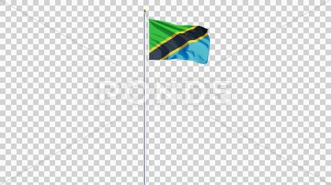 Tanzania flag, long shot, isolated with alpha channel Stock Photos
