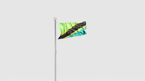 Tanzania   Flag Pole  Animation Include Alpha 3D Rendering Video stock 312108609
