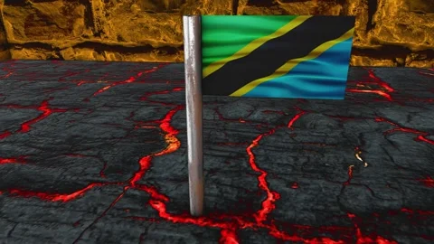 Tanzania Flag Post - Orbiting Shot Stock-Footage 271113750