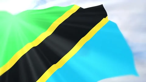Tanzania Flag Seamless Loop 4k 60fps on Sky Background Stock Footage 340621027