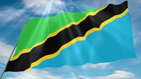 Tanzania Flag Seamless Loop 4k 60fps on Sky Background Stock Footage 341767212