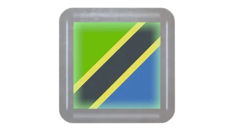 Tanzania flag waving in the wind. Icon in the frame. Animation loop Stock Footage 83725035