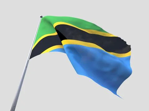 Tanzania flying flag isolate on white background 스톡 일러스트