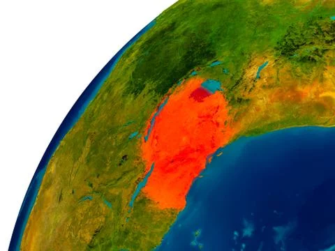 Tanzania on globe Stock Illustration