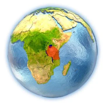 Tanzania on isolated globe Stock Illustration