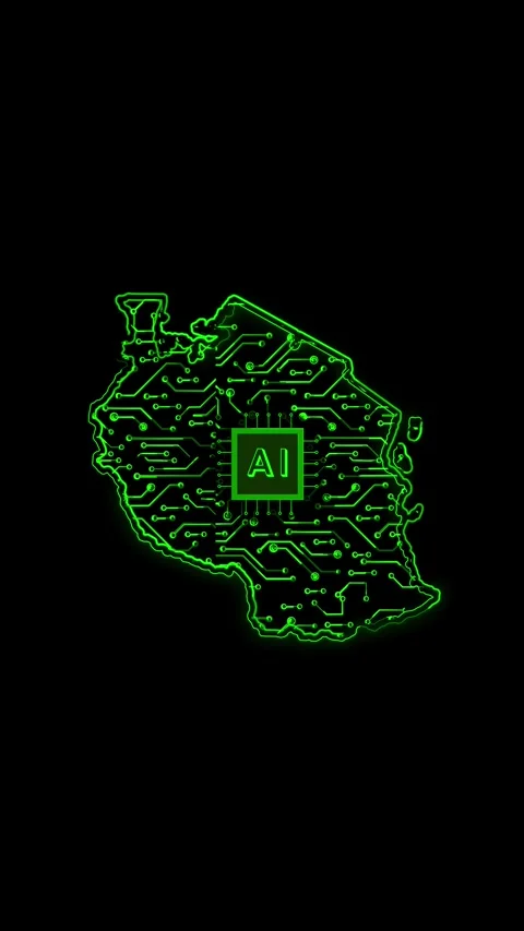 Tanzania Map AI Chipset Technology Opener Stock Footage 337172850