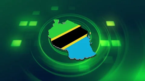 Tanzania Map and Flag Background Stock Footage 344030255