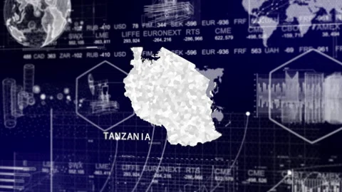 Tanzania Map Animation Loop | Growth, GDP, Oil Economy &amp; Development Insights Stock Footage 331565481