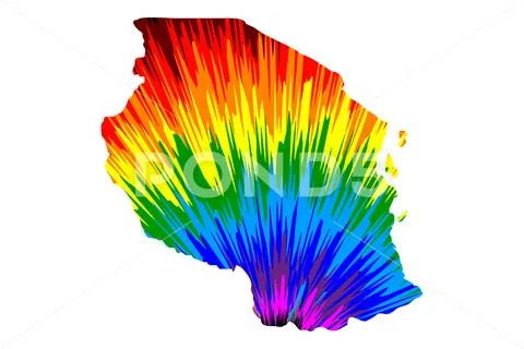 Tanzania - map is designed rainbow abstract colorful pattern, United Republic Stock Illustration