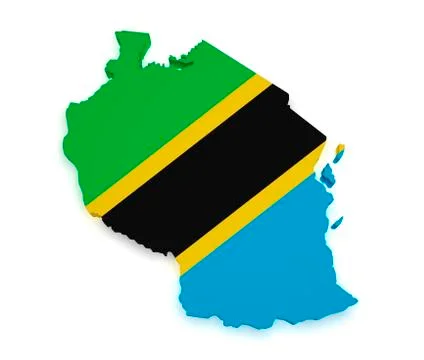 Tanzania map flag 3d shape Stock Illustration