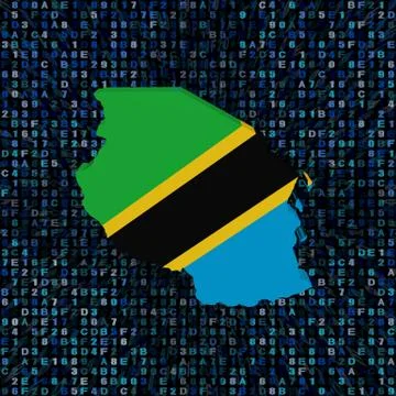 Tanzania map flag on hex code illustration Stock Illustration