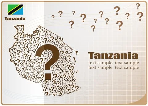 Tanzania map flag made from question mark. Stock Illustration