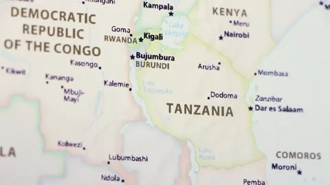 Tanzania on a Map Stock Footage 99886000