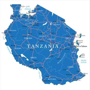 Tanzania map Stock Illustration