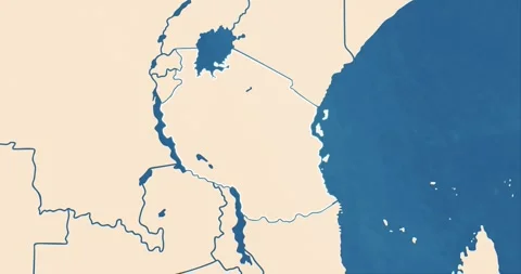 Tanzania map with most important cities and frontier lines Video stock 337432284