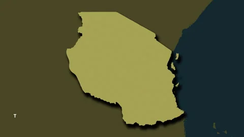 Tanzania map - solid. Shadow. Pattern. Labels Stock Footage 322738706