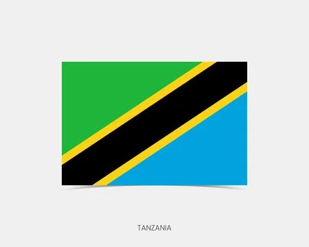 Tanzania Rectangle flag icon with shadow. Stock Illustration