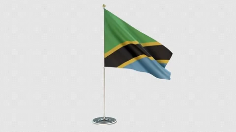 Tanzania Small Flag Pole Loops With Alpha Video stock 162656660