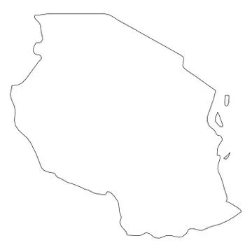 Tanzania - solid black outline border map of country area. Simple flat vector イラスト素材